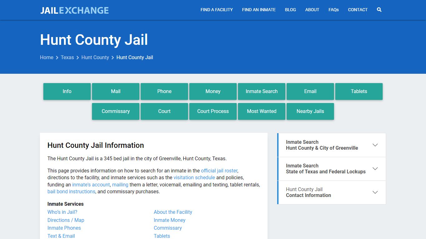 Hunt County Jail, TX Inmate Search, Information